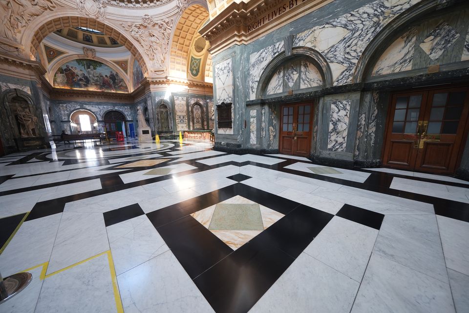 A view of the Grand Hall, decked with Italian marble, which underwent floor cleaning in the summer (Yui Mok/PA)