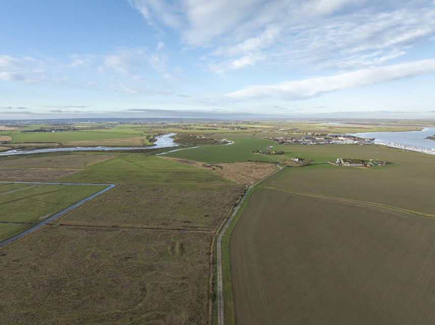 Aerial image showing existing and newly acquired land at RSPB Wallasea Island Nature Reserve in Essex (Ben Andrew/RSPB/PA)