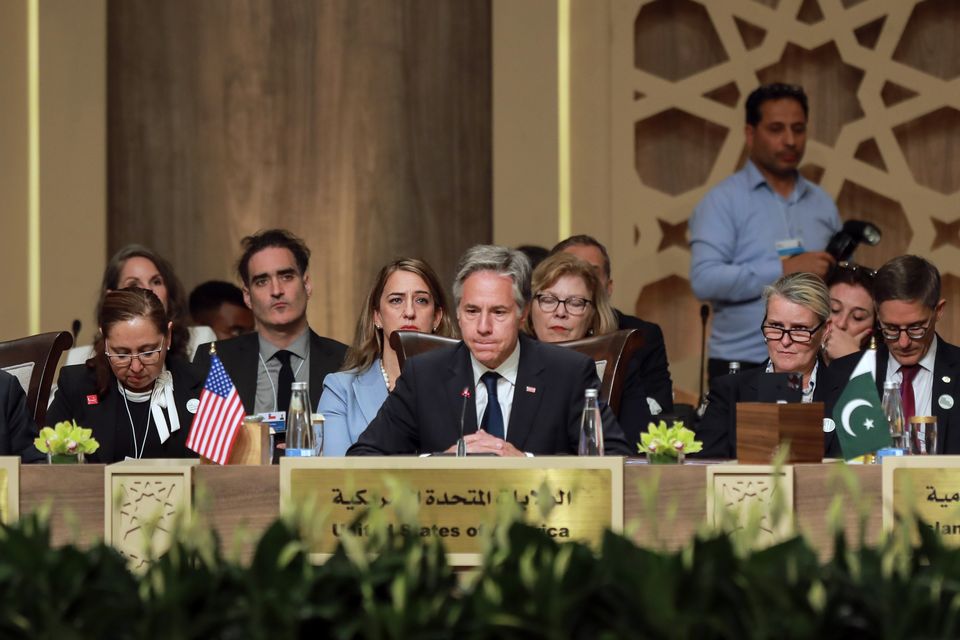 US secretary of state Antony Blinken attending a conference in Jordan (Alaa Al Sukhni/Pool Photo via AP)
