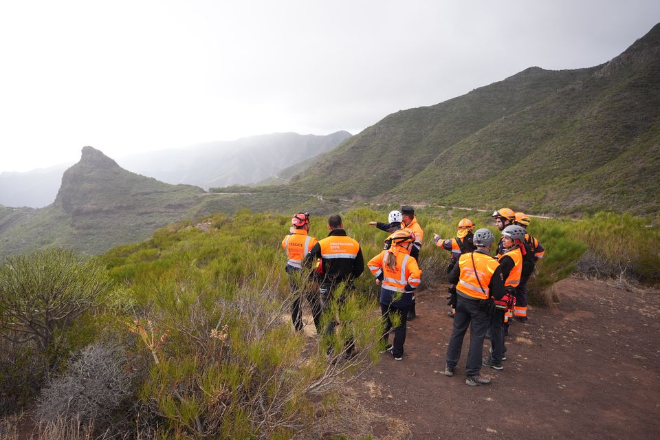 A group of search and rescue workers near the village of Masca, Tenerife (James Manning/PA)