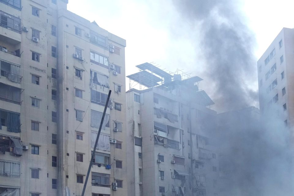 A destroyed resident complex hit by Israeli air strikes in Dahieh, Beirut (AP Photo/Hussein Malla)