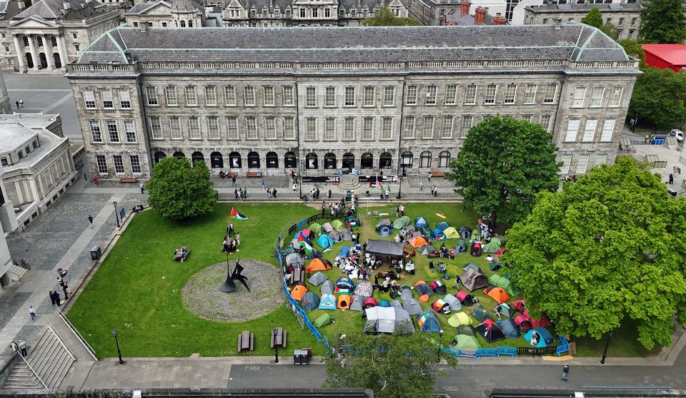 Students occupied part of the Old College lawn on Sunday (Niall Carson/PA)