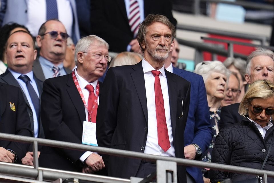 Sir Jim Ratcliffe (centre) took charge of footballing operations at Manchester United in February last year (Nick Potts/PA)