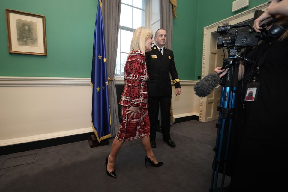 Independent TD Verona Murphy with members of the media during a photo call in her new office at Leinster House in Dublin (Brian Lawless/PA)