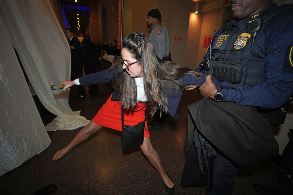 Ammi Burke is ejected from the Ireland Funds 33rd National Gala dinner at the National Building Museum in Washington DC (Niall Carson/PA)