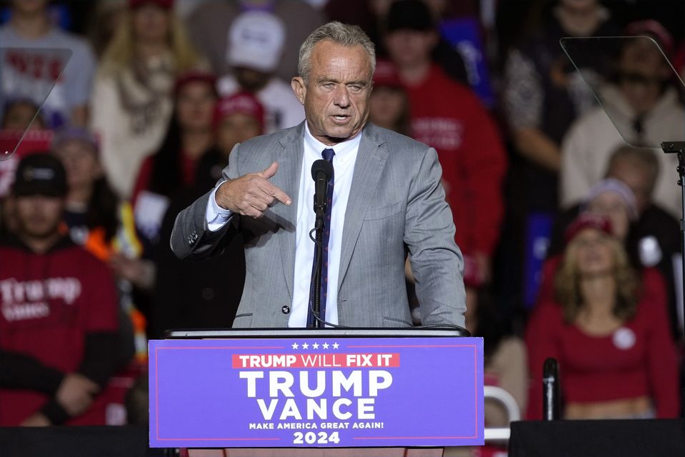 Robert F Kennedy Jr speaks before Republican presidential nominee former president Donald Trump at a campaign event (AP/Morry Gash)