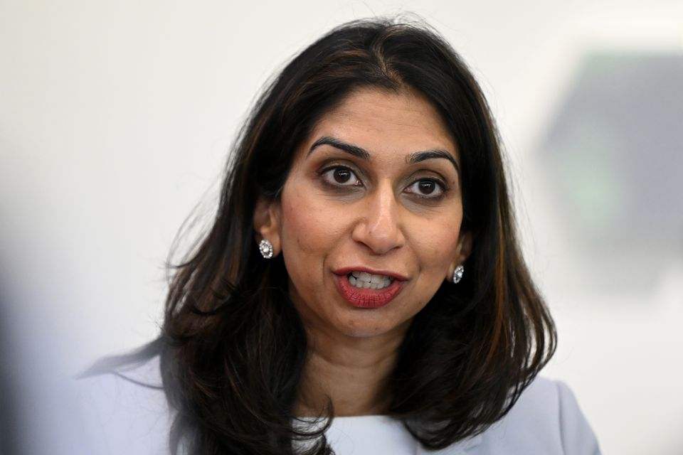 There was no mention of Suella Braverman in the Prime Minister’s speech (Justin Tallis/PA)