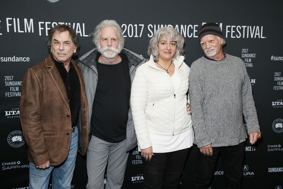 Mickey Hart, Bob Weir, daughter of the late Grateful Dead member Jerry Garcia, and Bill Kreutzmann at the premiere of Long Strange Trip, a documentary about the Grateful Dead (Danny Moloshok/Invision/AP)