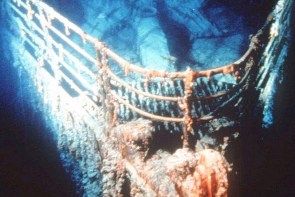 This is an undated photo showing the bow of the Titanic at rest on the bottom of the North Atlantic, about 400 miles southeast of Newfoundland. The first tourists to see the bow up close viewed it from the portholes of a tiny submersible in early September. (AP Photo/Ralph White)