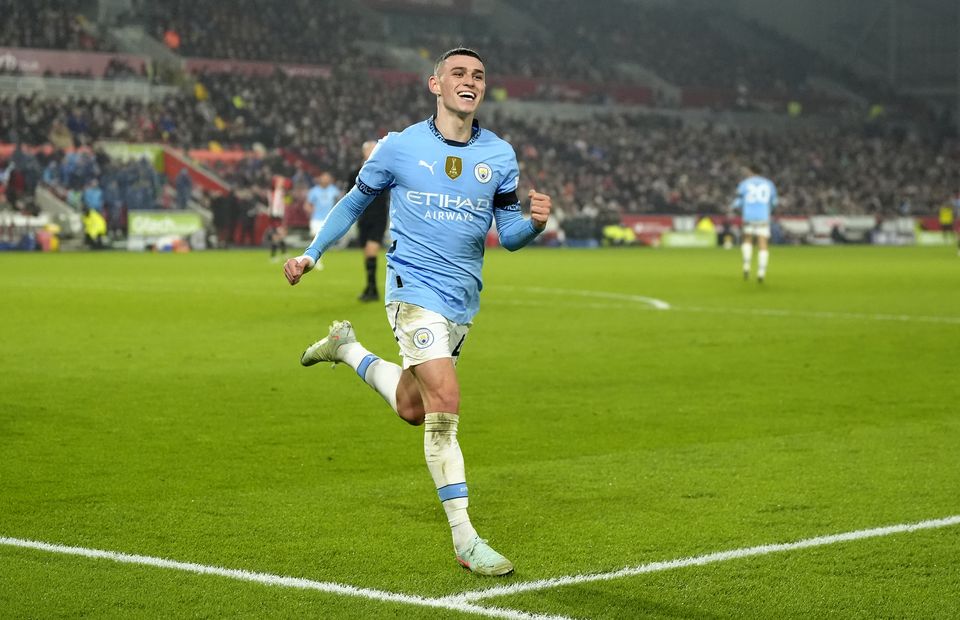 Foden struck twice in the midweek draw at Brentford (Nick Potts/PA)