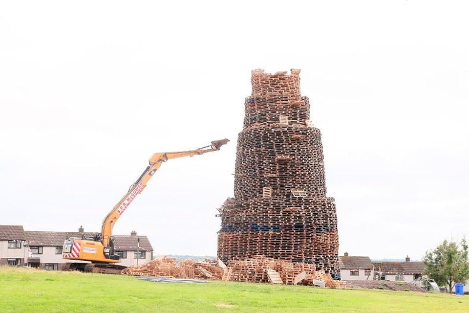 The Antiville bonfire in Larne, Co Antrim, from which Larne man John Steele fell to his death in 2022