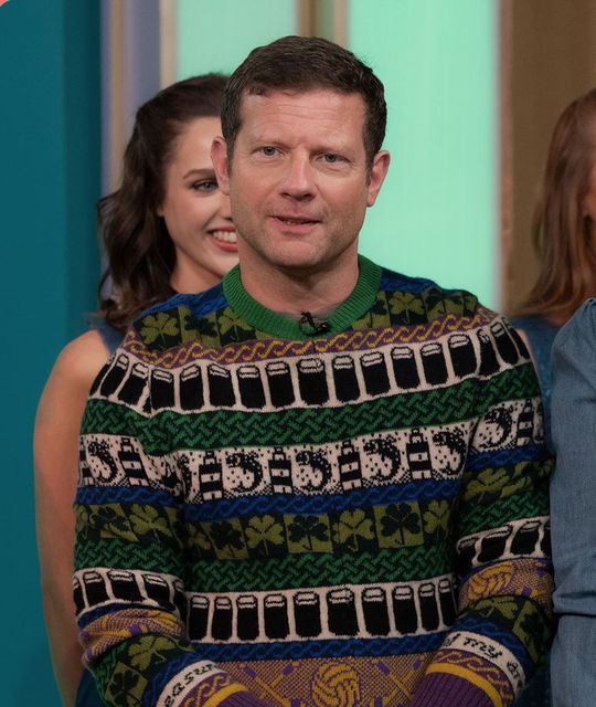 Dermot O'Leary in a jumper made by Mary Callan. Credit: This Morning