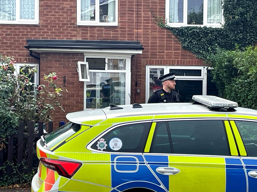 A police officer outside a property in Main Street, Stonnall, Staffordshire, after Mr Price’s death (Matthew Cooper/PA)