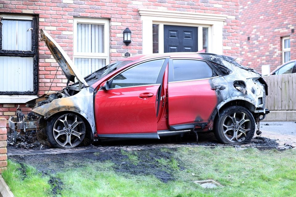 Cars burnt out in Armagh. Credit: Press Eye