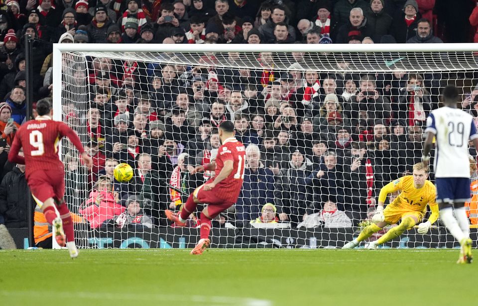 Salah scored a brilliant penalty to put Liverpool ahead in the tie (Nick Potts/PA)