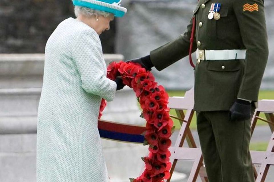 Queen Elizabeth II at the Irish War memorial Garden in Dublin.