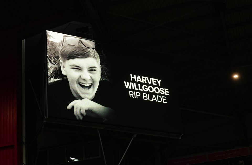 A tribute to Harvey Willgoose was shown on screens throughout the Bramall Lane stadium (Mike Egerton/PA)