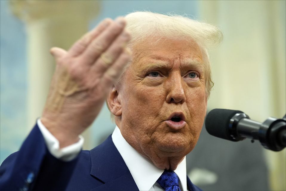 US President Donald Trump speaks at the White House (Alex Brandon/AP)