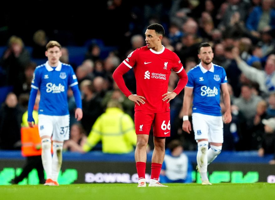 Liverpool endured a miserable night at Goodison Park (Peter Byrne/PA)