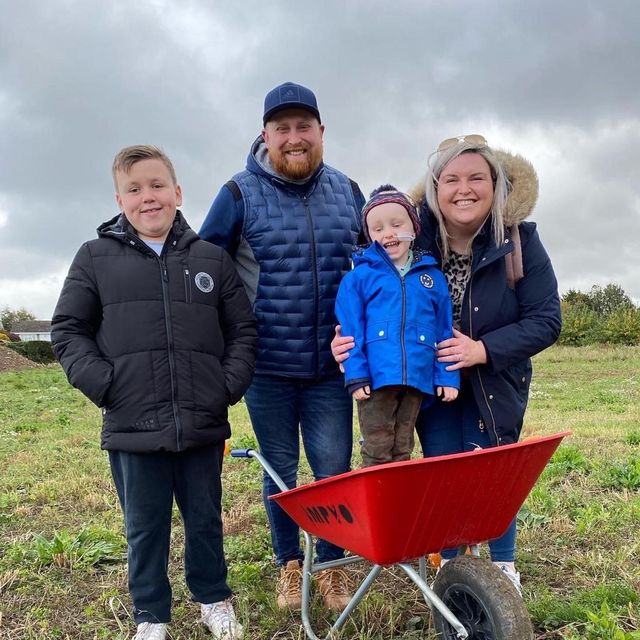 Mr and Mrs Staples with their sons, 13-year-old Dylan and four-year-old Zac (The Brain Tumour Charity)