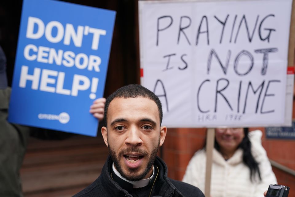 Catholic priest Father Sean Gough is among those who have protested around silent prayer (Jacob King/PA)