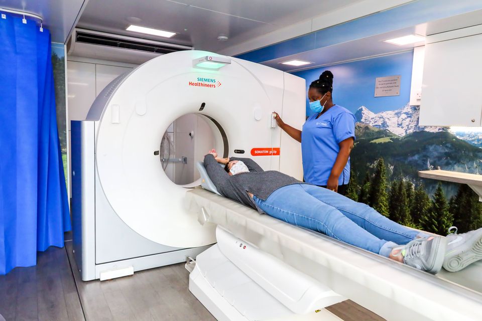 A scanner in an NHS mobile truck, part of the NHS Targeted Lung Health Check Programme (NHS England/PA)