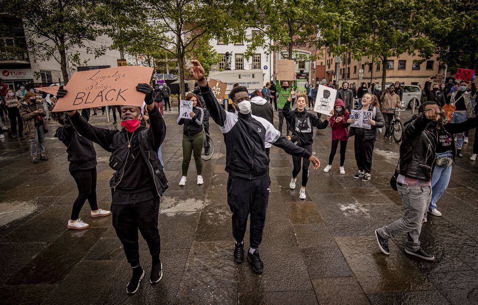 A black lives matter rally takes place at Custom House Square in Belfast on June 6th 2020 Photo by Kevin Scott for Belfast Telegraph)