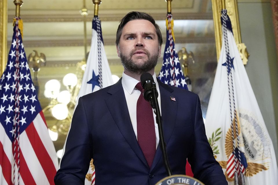 Vice President JD Vance cast the tie-breaking vote to confirm Pete Hegseth. (AP/Alex Brandon)