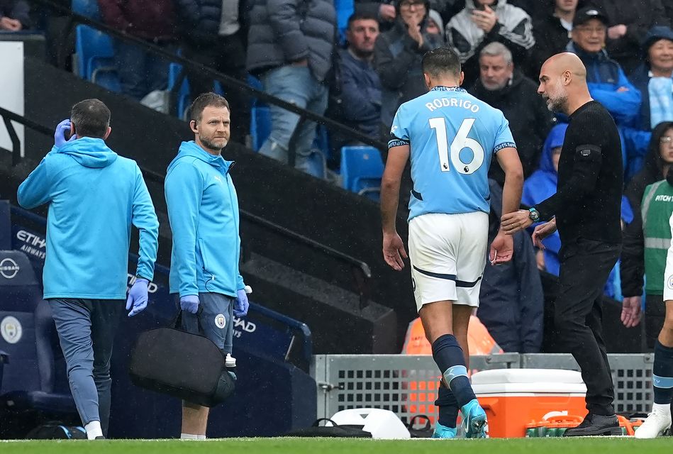 Rodri is one of a number of City players currently injured (Martin Rickett/PA)