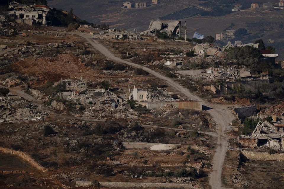 Destroyed buildings in an area of the village of Odaisseh in southern Lebanon (Leo Correa/AP)