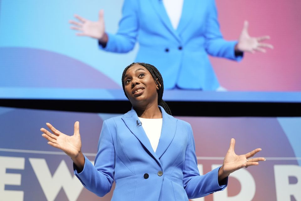 Kemi Badenoch addresses the Conservative Party conference in Birmingham (Stefan Rousseau/PA)