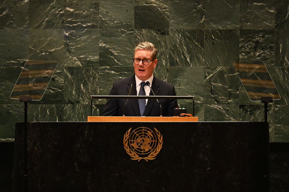 Prime Minister Sir Keir Starmer addressing the United Nations General Assembly in New York (Leon Neal/PA)