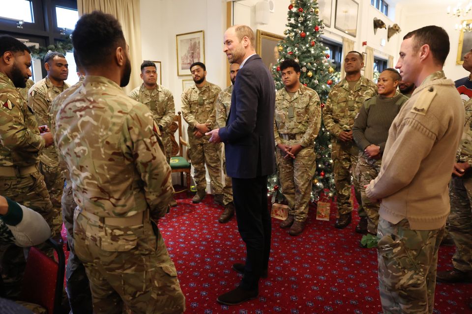 William, the regiment’s Colonel-in-Chief, joins servicemen and women at the barracks ( Richard Pohle/The Times/PA Wire/PA)