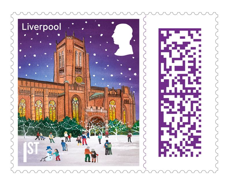 Liverpool Cathedral also appears in the new Christmas stamp collection