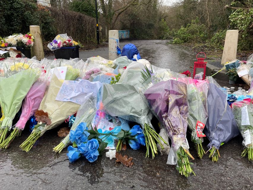 Flowers were placed in Scribers Lane, Hall Green, Birmingham, near the scene where Leo Ross was stabbed on January 21 (Matthew Cooper/PA)