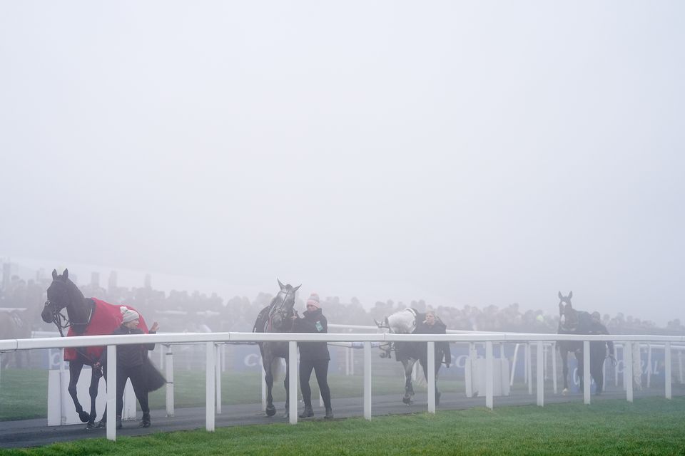 Heavy fog shrouded the Coral Welsh Grand National at Chepstow Racecourse on Friday (David Davies/PA)