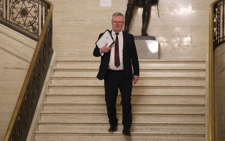 Health Minister, Mike Nesbitt pictured on Tuesday on his way to emergency meeting called to address winter hospital pressures. (PressEye)