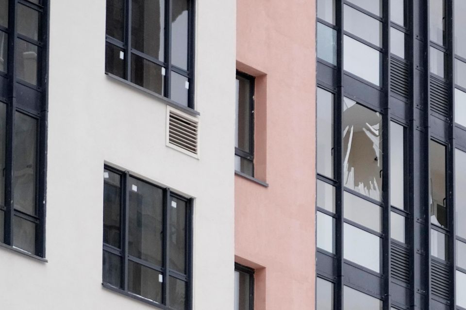 Broken window panes at the scene of the attack (AP)