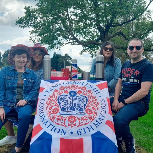 Avril Kirk, Tina Chan, Pauline Kirk and Jason Kirk enjoyed the family day out to celebrate the coronation at Antrim's Lough Shore Park on Sunday afternoon