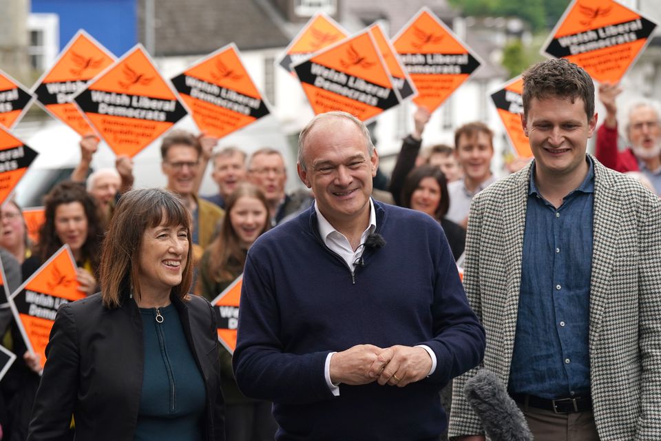 Liberal Democrat Leader Sir Ed Davey and Liberal Democrat MP David Chadwick (Jacob King/PA)