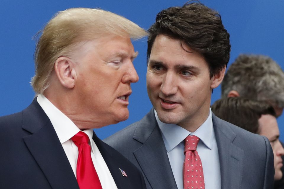 Donald Trump with Canadian Prime Minister Justin Trudeau (Frank Augstein/AP)