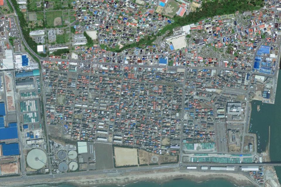 This Arpil 4, 2010 image released by GeoEye shows an area of Ishinomaki, Japan. An 8.9-magnitude earthquake struck Japan on March 11, 2011, causing a tsunami that devastated the region. (AP Photo/GeoEye) SEE NY231 FOR SIMILAR IMAGE AFTER EARTHQUAKE. MANDATORY CREDIT, NO SALES.