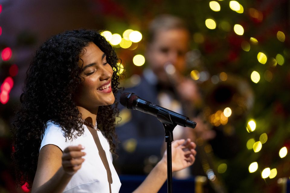 Olivia Dean sang in the nave of Westminster Abbey (Jordan Pettitt/PA)