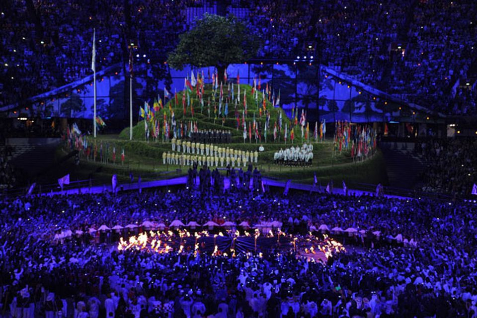 The Olympic flame is lit during the opening of the London Olympic Games 2012 Opening Ceremony at the Olympic Stadium, London. PRESS ASSOCIATION Photo. Picture date: Saturday July 28, 2012. See PA story OLYMPICS Ceremony. Photo credit should read: Anthony Devlin/PA Wire. EDITORIAL USE ONLY
