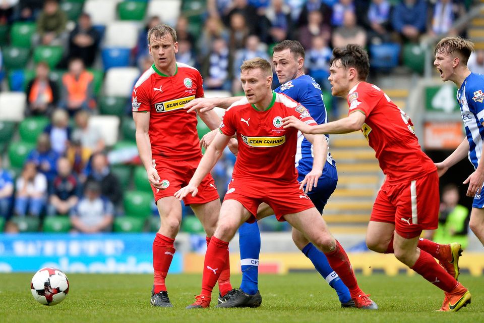 Cliftonville's Chris Curran in action in the Irish Cup final