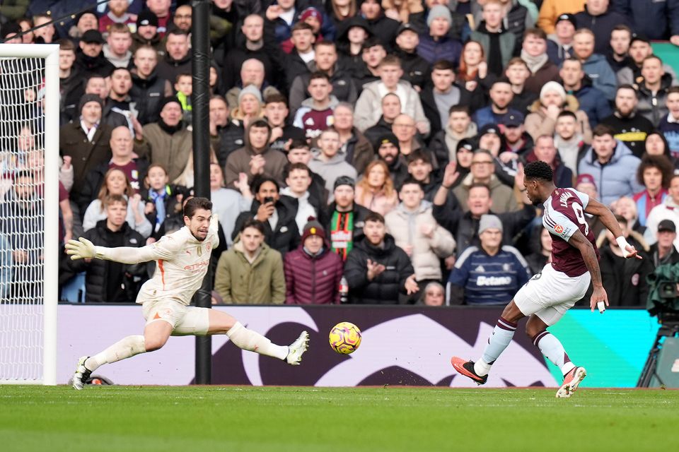 Aston Villa’s Jhon Duran scores the opening goal (PA)