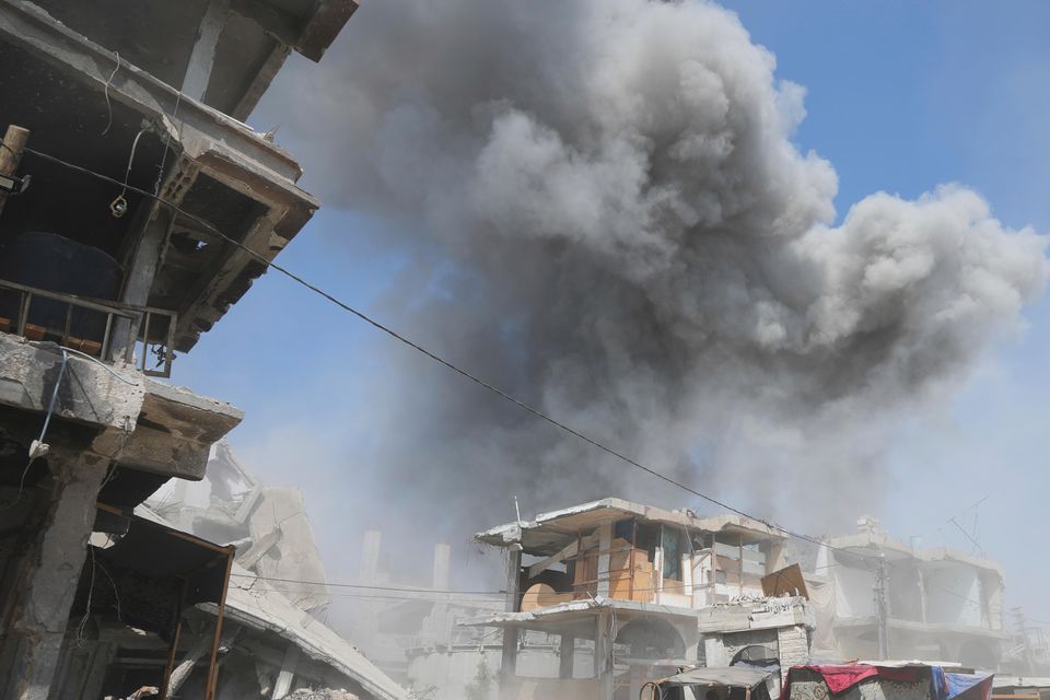 Smoke rises after Israeli bombardments in Khan Younis, Gaza Strip (Abdel Kareem Hana/AP)