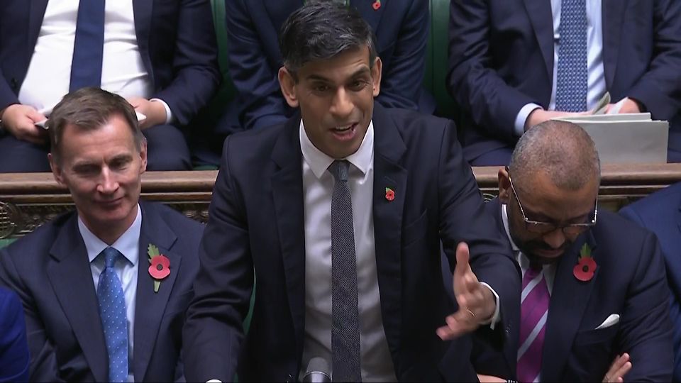 Rishi Sunak speaking during Prime Minister’s Questions on Wednesday (House of Commons/UK Parliament/PA)