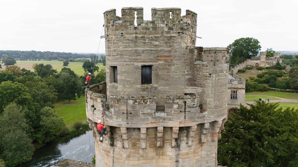 The castle’s brickwork and towers are cleaned after a year of weed growth and bird droppings (Jacob King/PA)