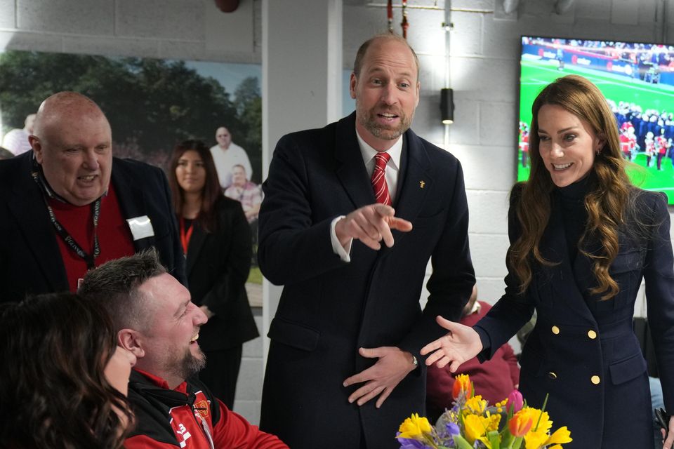 William and Kate met injured players who are supported by the Welsh Rugby Charitable Trust ahead of the Wales v England Six Nations match (Alastair Grant/PA)